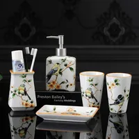 WSHYUFEI Ceramic Bathroom Accessory Set Washing Tools Bottle Mouthwash Cup Soap Toothbrush Holder Household Articles2359