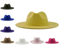 Autumn Winter Panama Cap hats Men Women Wide Brim Wool Felt Jazz Fedora Hats British style Trilby Party Formal Caps Dress Hat gift8879144