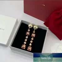 All-match Letters Stud Ear Hook Geometric Famous Women Crystal Rhinestone Pearl Earring Wedding Party Jewelry