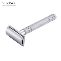YINTAL 1 Razor Matte Silver Classic Safety Razor For Shaving Men Quality Brass Copper Handle Double Edge Manual Razors281F