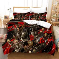 Bedding Sets Set For 3 4 Pieces Japanese Anime Attack On Titan Bedspread Sheet Pillow Case Bold Color Duvet Cover X
