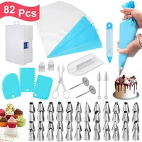 82 Pcs Icing Piping Tips Set with Storage Box Cake Decorating Supplies Kit Icing Nozzles Pastry Piping Bags Smoother 201023226W