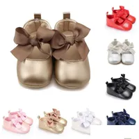 First Walkers Wonbo 018M Toddler Baby Girl Soft Pu Princess Shoes Bow Bandage Infant Prewalker New Born 2253 V2 Drop Delivery Kids Ma Dh oPE