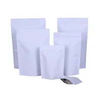 100pcs lot White Kraft Paper Bags Resealable Food Bag Aluminum Foil Lining Packing Pouch Stand Up Storage Bags for Tea Snack
