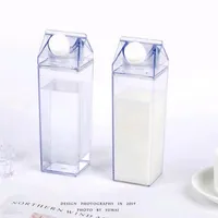 US WAREHOUSE 17oz 500ml Milk Bottle Water Tumbler Milk storage box Transparent Square High Capacity Cup Plastic Coffee Drink Mug O281i