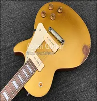 Custom Shop Heavy Relic Gold Top Goldtop Electric Guitar One Piece Mahogany Body Neck P90 Pickups Wrap Around Tailpiece Grov6610182