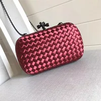 Evening Bag knot clutch of woman Dinner Bags luxury designer silk Weave hand caught Clutches wallets for lady Retro metal Detachab221P
