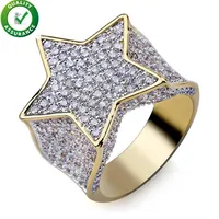 Mens Diamond Rings Hip Hop Jewelry Luxury Designer Iced Out Promise Gold Ring Micro Paved CZ Bling Band Punk Finger Ring Wedding A289V