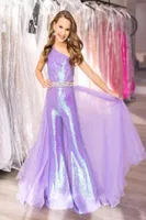 Lilac Girl Pageant Dress Jumpsuit 2023 Sequin Romper Flared Pants Organza Beading Skirt little Kid Birthday OneShoulder Formal Pa9950885