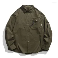 Men's Casual Shirts Mens Cargo Shirt Jacket Vintage Loose Lapel Outerwear Spring Autumn Fashion For Male