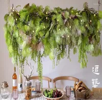 Decorative Flowers Fake Eucalyptus Rattan Artificial Plants Vine Plastic Tree Branch Wall Hanging Leafs For Home Garden Outdoor Wedding