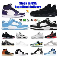 Designer Low SB Panda Casual Shoe White Black Sneakers Top Quality äkta lädertränare Dunks Jumpman1 4S basketskor Stock i USA Fast Shipping Double Box