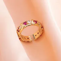 Cluster Rings Adjustable Purple Micro Lnlay Drill For Women Fashion Jewelry Luxury Engagement Ring Gift