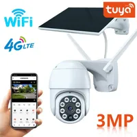 Tuya Smart 3MP PTZ Solar IP Camera PIR Human Detect WiFi 4G SIM Card Wireless Outdoor 2-Way Audio Built-in Battery CCTV