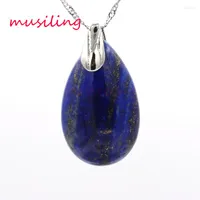 Pendant Necklaces Water Drop Pendants Necklace Reiki Pendulum Natural Stone Lapis Lazuli Charms Fashion Jewelry For Women 1pcs