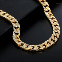 Full Rhinestone Iced Out Men Hip hop Bling Cuban Necklace Paved Chain Necklaces For Women Men Jewelry CZ Link Chain1314L