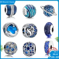 925 siver beads charms for pandora charm bracelets designer for women Blue Star Charm Fit Original