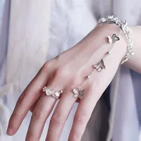 Bangle Design Silver Color Star Butterfly Bracelet For Women Fashion Connected Finger On Hand Female Ring Boho Jewelry
