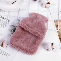 Sundries Reusable Winter Warm Heat Hand Warmer PVC Stress Pain Relief Therapy Hot Water Bottle Bag with Knitted Soft Rabbit Cozy Cover