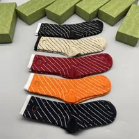 Classic Cotton Socks Hosiery Fashion Letter Embroidery Stockings With Box Trendy Breathable Designer Men Women Sock189j