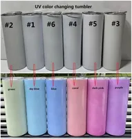 20oz Two Functions Glow in the dark UV Color Changing Tumbler Sublimation Tumbler Sun Light Sensing J0329