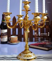 Candle Holders Luxurious Farolillos Decoration Metal 5 Arm Holder Gold Candlestick For Wedding Home ZT2028b