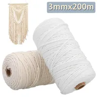 New Cotton Cord Rope For Diy Home Textile Craft Bohemian Macrame BOHO String Handmade Decorative Accessories 3mm x 200m2840