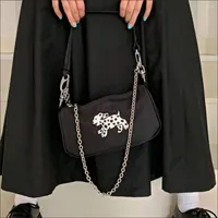 Evening Bags Black Nylon Underarm Bag For Women Simple Retro Ladies Armpit Purses Handbags Fashion Female Chain Shoulder Crossbody