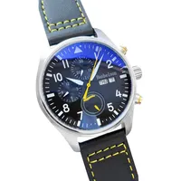 2021 Pilot mens watch Naval squadron Automatic movement Day Date Leather Bracelet Watches Montre de luxe278Q