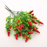 Decorative Flowers 1Pc Artificial Plastic Plants Simulation Red Pepper Cherry Bunch Fake Vegetables Fruits For Home Garden Wedding Party