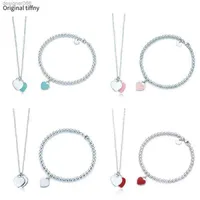 Original Tiffny Valentines Gift 925 Sterling Silver Fashion Classic Diy Love Necklace Bracelet Set Multicolor Optional Woman Jewelry Y0329