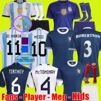 Argentina 3 estrelas Jerseys Fan Player 2022 2023 22 23 enzo Alvarez di maria messis kit masculino camisa de futebol escócia 150th Tierney Robertson McTominay