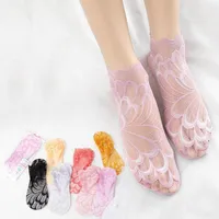 Women Socks Fashion Summer Cotton Lace Antiskid Invisible Liner Low Cut Cloth Accessories