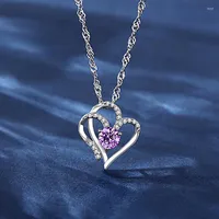 Pendant Necklaces Double Heart Shaped Diamond Necklace Fashion Crystal Silver Chain Charm Gifts