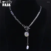 Pendant Necklaces 2023 Z Letter Hip Hop Stainless Steel Pearl Chain Necklace For Women Men Silver Color Tassel Jewery Joyeria NXS02