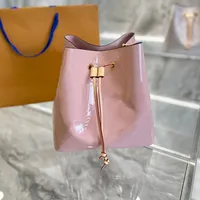 Patent Leather Drawstring Bag Women Shoulder Cross Body Bags Clutch Bucket Purse String Closed Totes Purse Wallets Designer Handbags With Mini Zipper Pocket