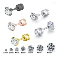 Stud Earrings 1pcs Stainless Steel CZ Zircon Korean For Women Men Crystal Screw Titanium Ear Studs Anti Allergic Body Jewelry