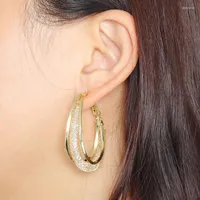 Hoop Earrings Korean Oval 925 Silver Needle Geometric Woven Mesh Big Circle Dangle Earring Luxury Jewelry For Women