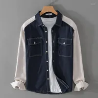 Men's Casual Shirts Stylish Designer Quality Cotton Shirt Men Brand Trend Comfortable Patchwork Thickness Top Clothing Chemise Homme