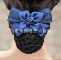 Hair Accessories Special Offer Ladies Clip White Collar Stewardess Net Bag Bow Flower Head Ribbon Gift Cloth Handmade