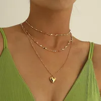 Pendant Necklaces Multi-layer Fashion Peach Heart Necklace Women Personality Simple Geometric Choker Chain Jewelry