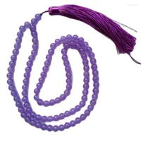 Pendant Necklaces Asian Natural 8mm Jade Gem Tibet Buddhist 108 Prayer Purple Beads Mala Necklace