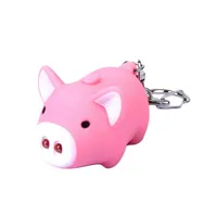 3 colors cute pig led keychains flashlight sound rings Creative kids toys pig cartoon sound light keychains child gift299S