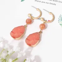 Dangle Earrings Boho Druzy Earings For Women Quartzs Stone Beads Long Drop Earring Brincos Pendant Eardrop Sea Beach Jewelry Gift