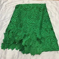 5yards pc fashion green french guipure lace fabric embroidery african water soluble material for dress qw31239f