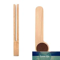 Wood Coffee Scoop With Bag Clip Tablespoon Solid Beech Wood Measuring Scoop Tea Coffee Bean Spoon Clip Gift Whole ZZD8475215C