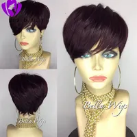 Rihanna style Short Bob Pixie cut Wigs For Black Women Pre Plucked Remy Brazilian Glueless lace front human hair Wigs283a