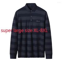 Men's T Shirts Arrival Fashion Super Large Autumn Men Casual Stripe Long Sleeve Turn-down Collar Knitted Shirt Plus Size XL-6XL 7XL 8XL