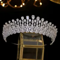 Luxe bruid headpieces tiara kristallen hoofdtooi bruiloft haaraccessoires volledige zirkoon kronen hoofdband bruiloft sieraden kronen hoofdtooi voor vrouwen CL2105
