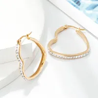 Hoop Earrings Heart-shaped Rhinestone Drop Ear Ring Crystal For Women's Luxury Party Shining Dangle Wedding Jewelry 2023
